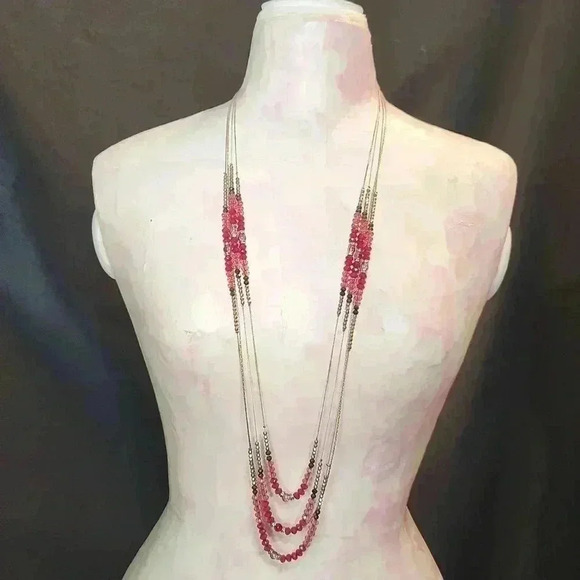 New York & Company Faux Gold Multi Layer Chain Necklace - Picture 1 of 5